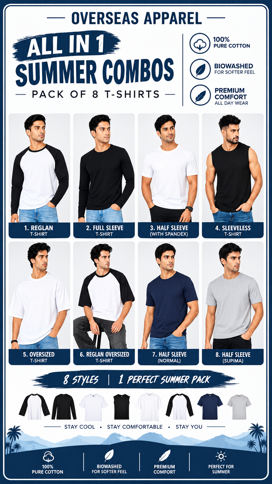 OVERSEASAPPAREL summer 8 in 1 combos