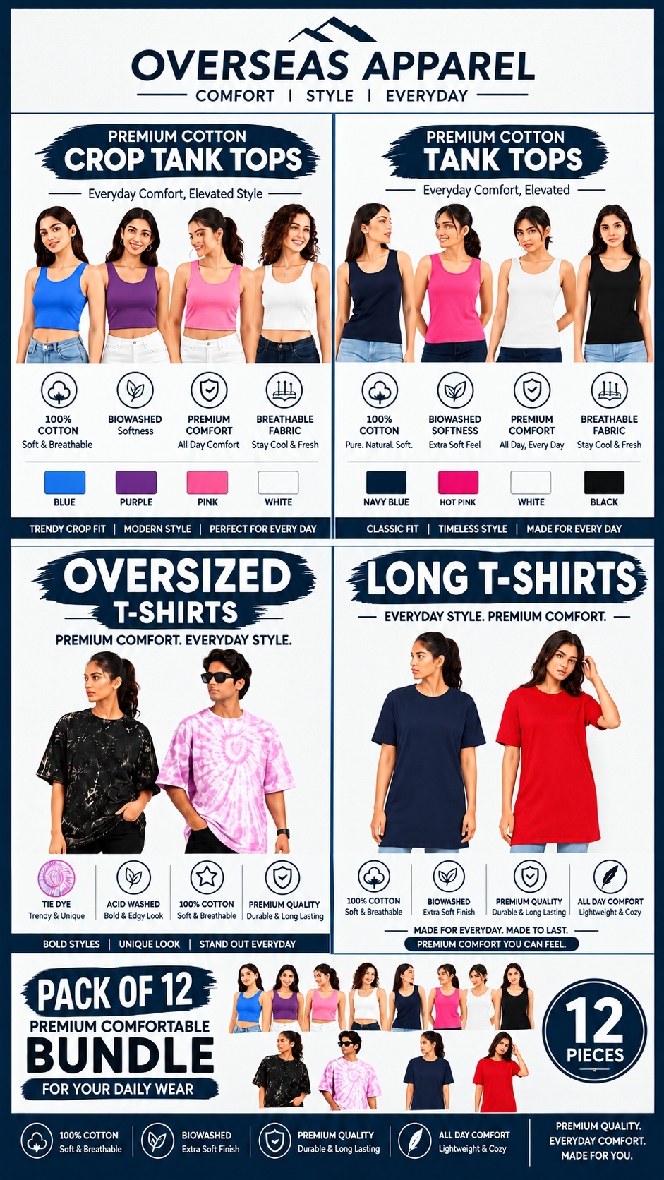 OVERSEASAPPAREL summer 12 in 1 combos