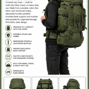 75L Olive Green Ruck Sack | Trekking, Hiking & Expedition Backpack