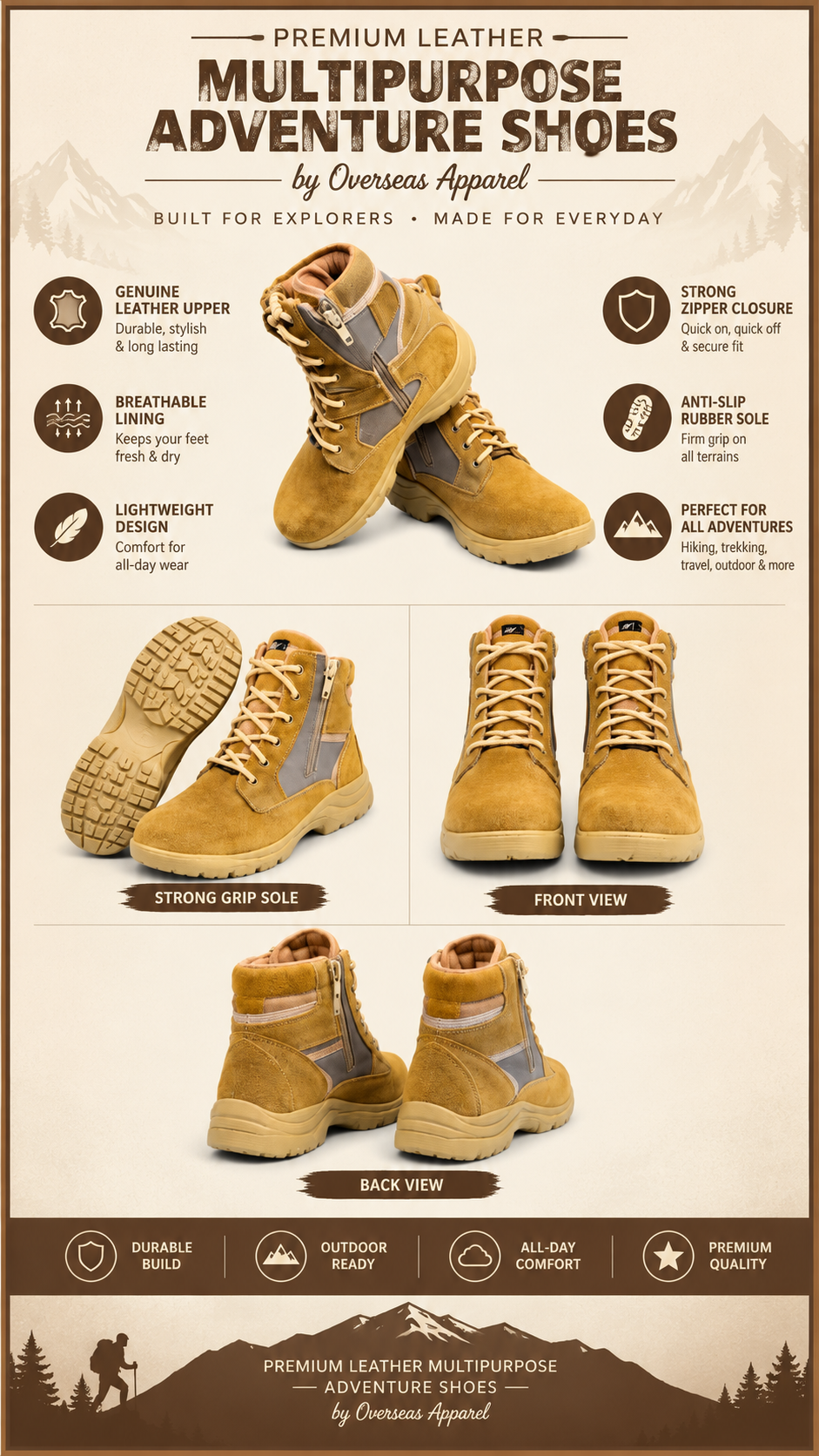 OVERSEAS APPAREL- Multipurpose High Ankle Shoes
