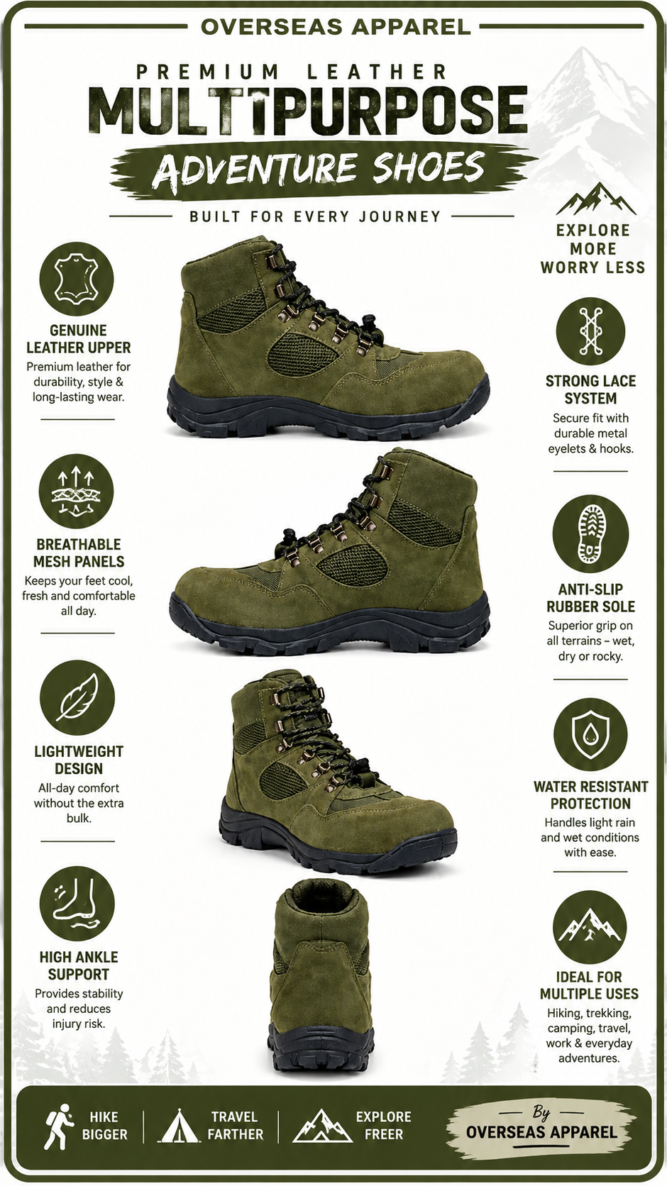 OVERSEAS APPAREL- Multipurpose Tracking shoes