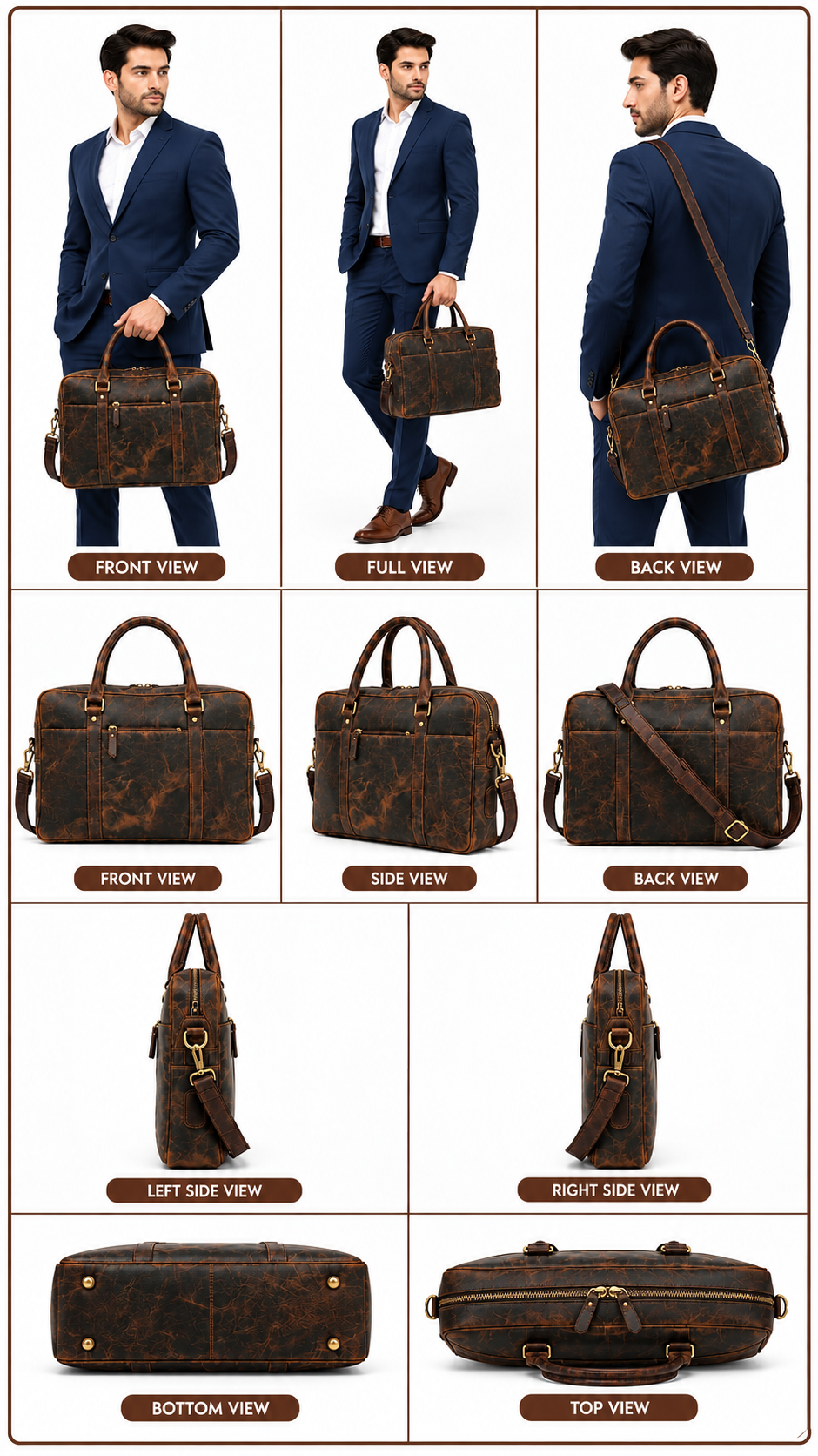 OVERSEAS APPAREL- Premium Leather Official-Corporate-Laptop Bag