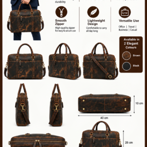 OVERSEAS APPAREL- Premium Leather Official-Corporate-Laptop Bag