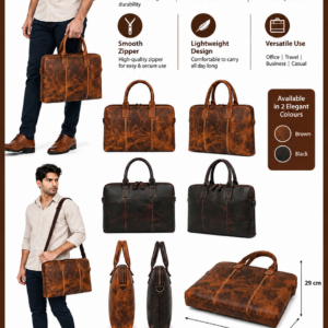 OVERSEAS APPAREL- Premium Leather Official-Corporate-Laptop Sleeve Bag