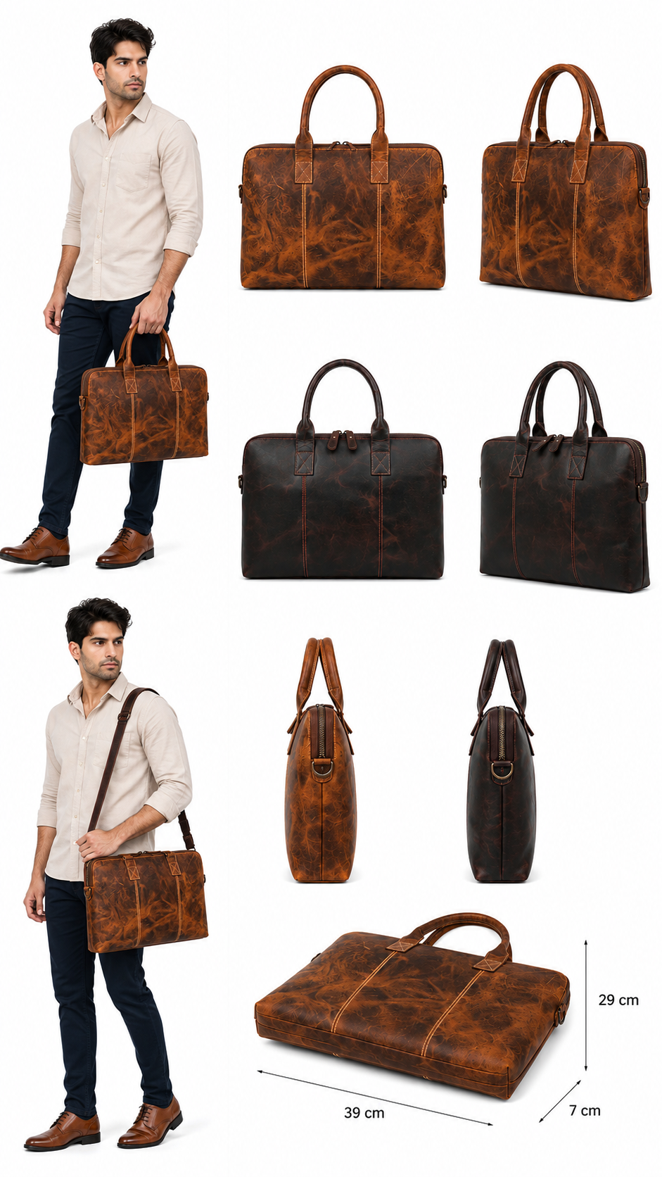 OVERSEAS APPAREL- Premium Leather Official-Corporate-Laptop Sleeve Bag